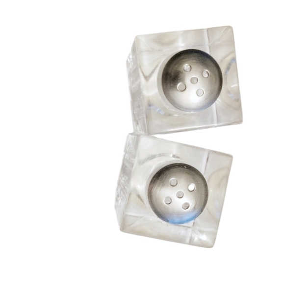 SALT PEPPER Shakers Square Set Mid-Century Modern Vintage Lucite - Picture 4 of 10